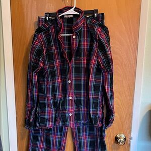 J. Crew Women’s Plaid Pajama Set - Navy and Red